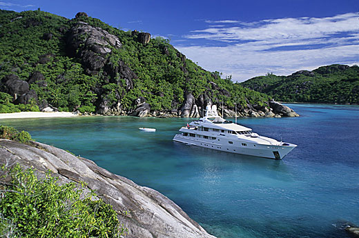 Megayacht in Cove