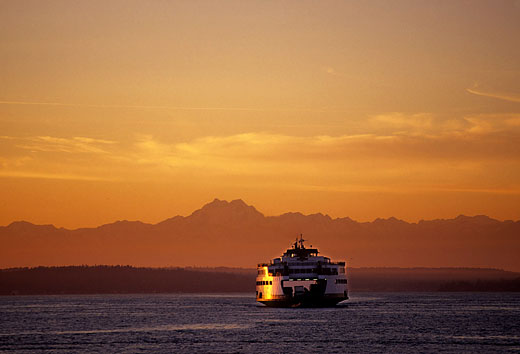 Washington State Ferry at Sunset